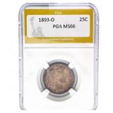 1893-O Barber Quarter PGA MS66