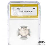 1936-S Mercury Silver Dime PGA MS67 FSB