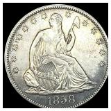 1858 Silver Half Dollar (Seated Liberty) CLOSELY U
