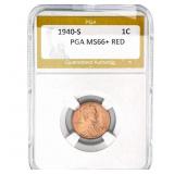 1940-S Wheat Cent PGA MS66+ RED
