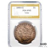1890-CC Morgan Silver Dollar PGA XF45 Tailbar