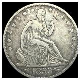 1853 Arrows Seated Liberty Half Dollar ABOUT UNCIR