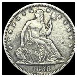 1868-S Silver Half Dollar CLOSELY UNCIRCULATED