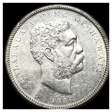 1883 Silver Hawaiian 1/2 Dollar CHOICE AU