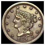 1854 Braided Hair Half Cent CLOSELY UNCIRCULATED