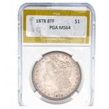1878 Morgan Silver Dollar PCG MS64 8TF