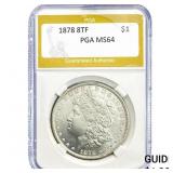 1878 8TF Morgan Silver Dollar PGA MS64
