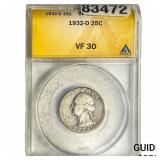1932-D Washington Silver Quarter ANACS VF30