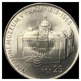 1968 Czechoslovakia Silver 25 Korun UNCIRCULATED