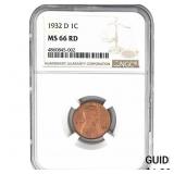 1932-D Wheat Cent NGC MS66 RD