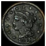 1844 Braided Hair Large Cent NEARLY UNCIRCULATED