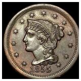1855 Braided Hair Large Cent CLOSELY UNCIRCULATED