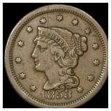 1853 Braided Hair Large Cent NEARLY UNCIRCULATED