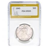 1945 Walking Liberty Half Dollar PGA MS65