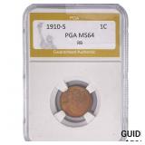 1910-S Wheat Cent PGA MS64 RB