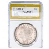 1886-S Morgan Silver Dollar PGA MS64