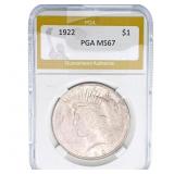 1922 Silver Peace Dollar PGA MS67