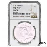 2021 Silver Peace Dollar NGC MS70 High Relief