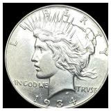 1934 Silver Peace Dollar CHOICE AU
