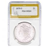 1878-S Morgan Silver Dollar PGA MS64