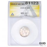 1935-D Mercury Silver Dime ANACS MS62 FSB