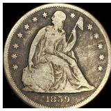 1859-O Silver Seated Liberty Dollar LIGHTLY CIRCUL