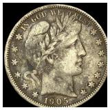 1905-S Silver Barber Half Dollar LIGHTLY CIRCULATE