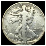 1938-D Silver Walking Liberty Half Dollar LIGHTLY