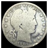 1901-S Silver Barber Half Dollar NICELY CIRCULATED