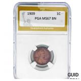 1909 Wheat Cent PCG MS67 BN