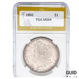 1892 Morgan Silver Dollar PCG MS64
