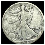 1916-D Silver Walking Liberty Half Dollar NICELY C