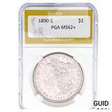 1890-S Morgan Silver Dollar PGA MS62+