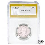 1934 Washington Silver Quarter PGA MS65