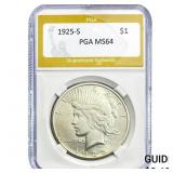 1925-S Silver Peace Dollar PGA MS64