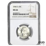 1945-S Washington Silver Quarter NGC MS66
