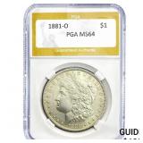 1881-O Morgan Silver Dollar PGA MS64