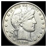 1907-O Silver Barber Half Dollar CLOSELY UNCIRCULA
