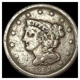 1851 Braided Hair Half Cent LIGHTLY CIRCULATED