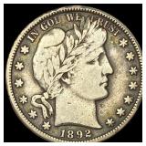 1892-S Silver Barber Half Dollar LIGHTLY CIRCULATE