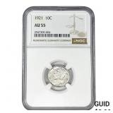 1921 Mercury Silver Dime NGC AU55