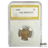 1909 Wheat Cent PGA MS64 RED