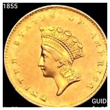 1855 Rare Gold Dollar CHOICE AU