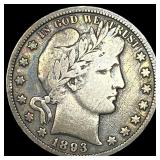 1893-O Silver Barber Half Dollar LIGHTLY CIRCULATE