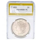 1921 Morgan Silver Dollar PGA MS66+ PL