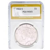 1922-S Silver Peace Dollar PGA MS65