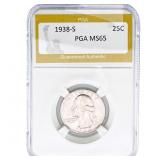 1938-S Washington Silver Quarter PGA MS65