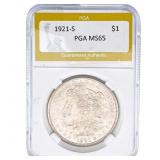 1921-S Morgan Silver Dollar PGA MS65