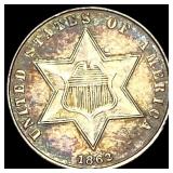 1862 Silver Three-Cent Piece CLOSELY UNCIRCULATED