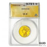 1849-D $5 Gold Half Eagle ANACS VG8